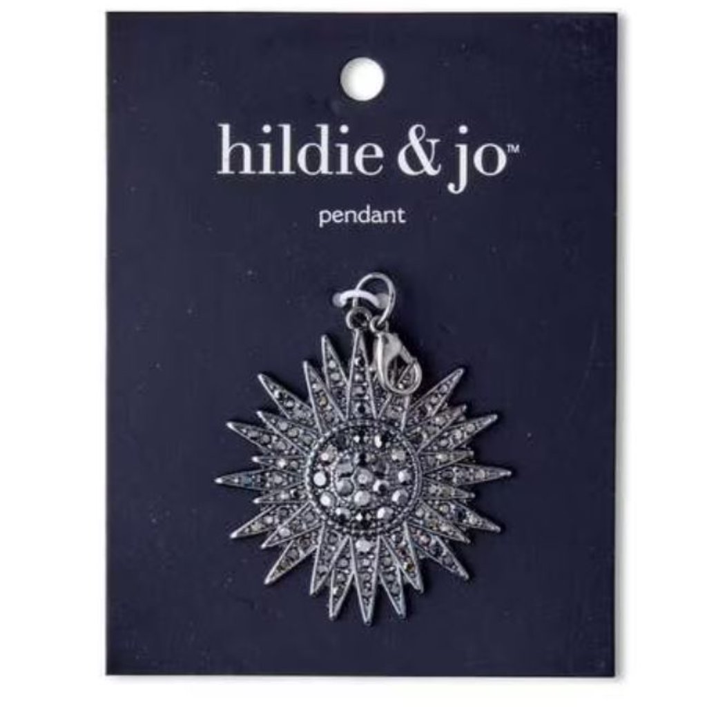 2 Antique Silver Sunburst Pendant With Gray Stones By Hildie Jo 10$